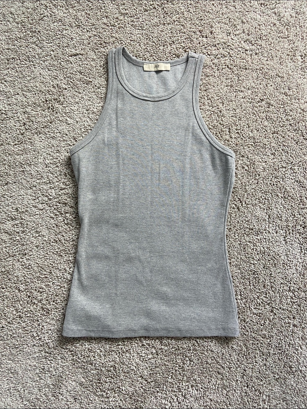 nlt • Heather Grey Ribbed High Neck Tank